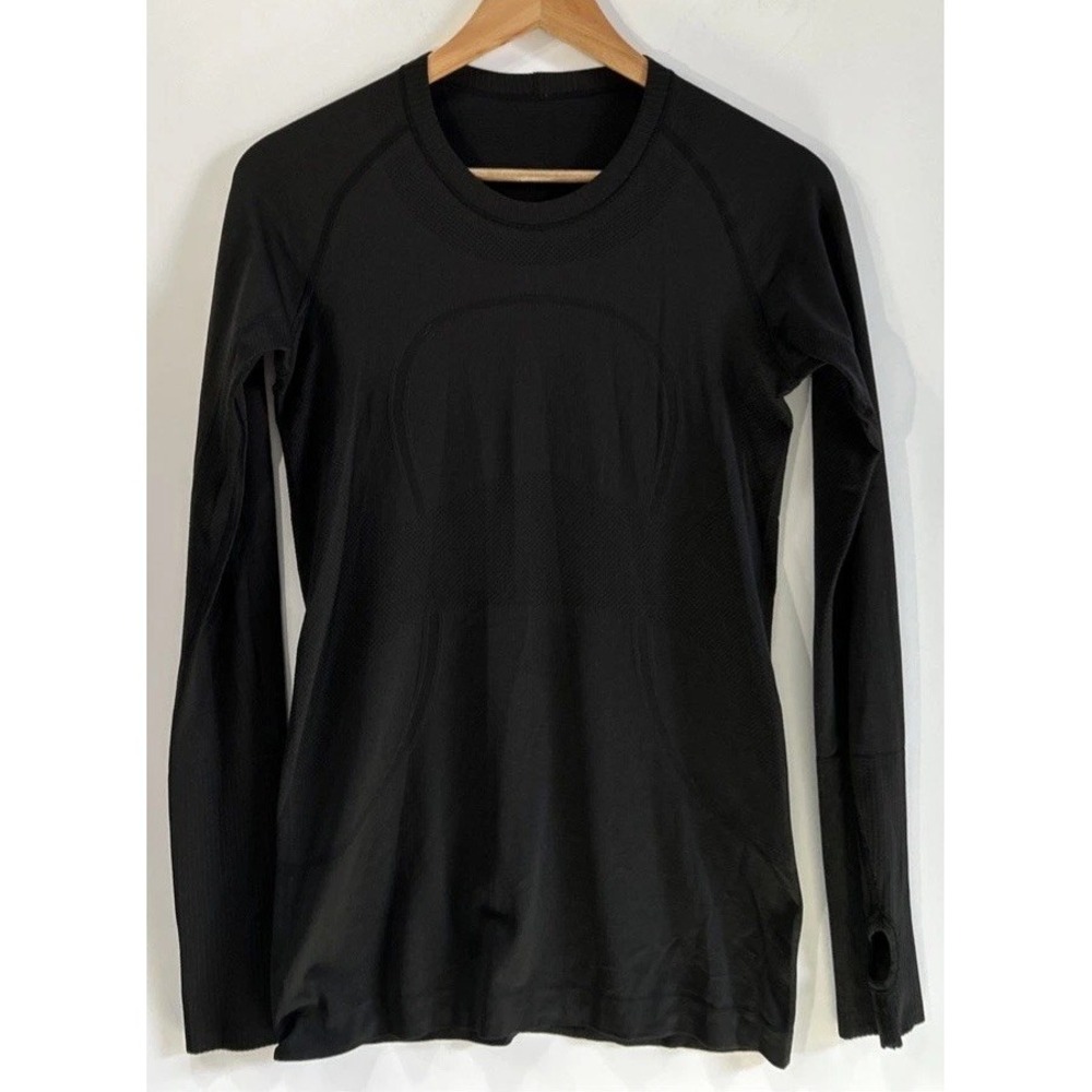 Lululemon Swiftly Tech Long Sleeve Crew OG Style Size 8 🖤 Black BLK Thumbholes